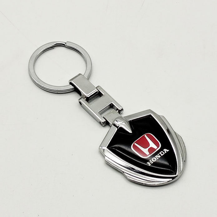 Honda Metal Keychain Keyring - Black And Chrome