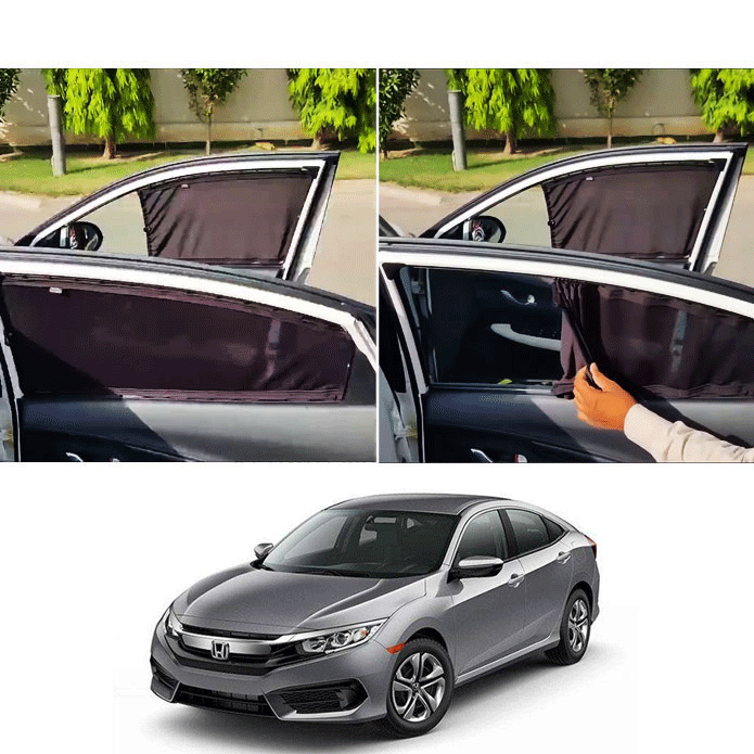 Honda Civic Retractable Curtains Custom Fit Sunshades- Model 2016-2021