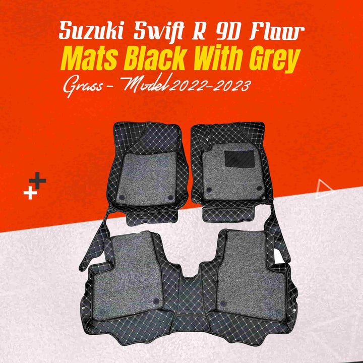 Suzuki Swift R 9D Floor Mats Black With Grey Grass - Model 2022-2023