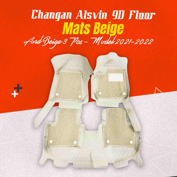 Changan Alsvin 9D Floor Mats Beige and Beige 3 Pcs - Model 2021-2024