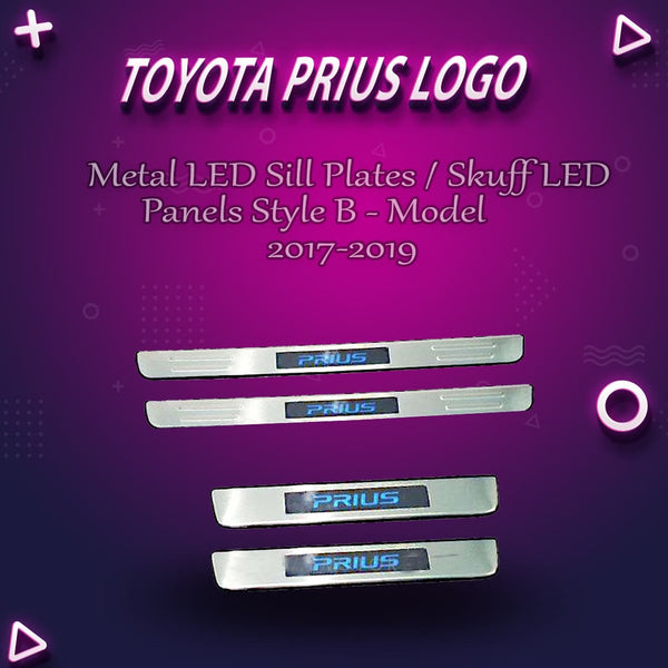 Toyota Prius Metal LED Sill Plates / Skuff LED panels Style B - Model 2017-2019