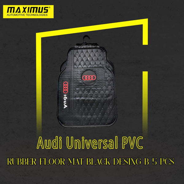 Audi Universal PVC Rubber Floor Mat Black Desing B 5 Pcs