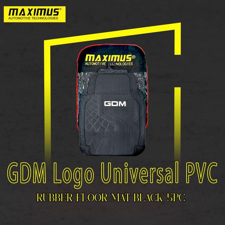 GDM Logo Universal PVC Rubber Floor Mat Black 5PC