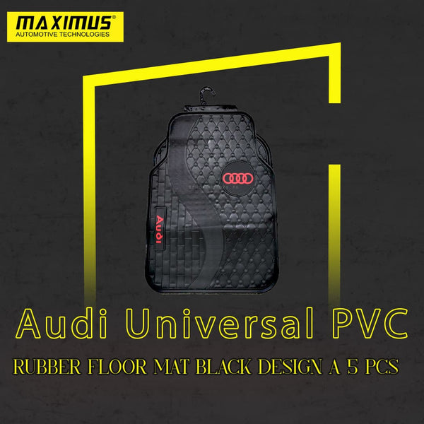 Audi Universal PVC Rubber Floor Mat Black Design A 5 Pcs