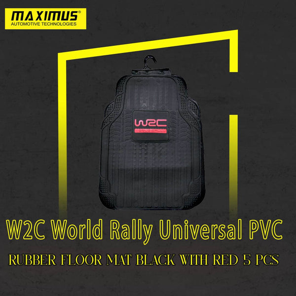 W2C World Rally Universal PVC Rubber Floor Mat Black With Red 5 Pcs