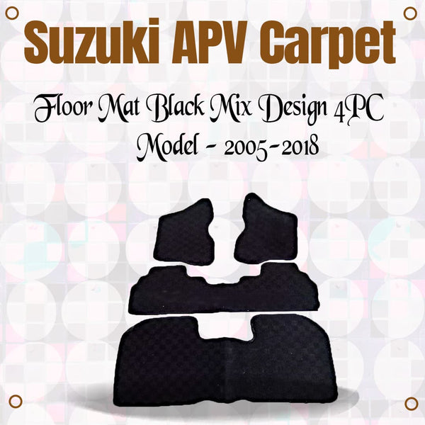 Suzuki APV Carpet Floor Mat Black Mix Design 4PC - Model - 2005-2018