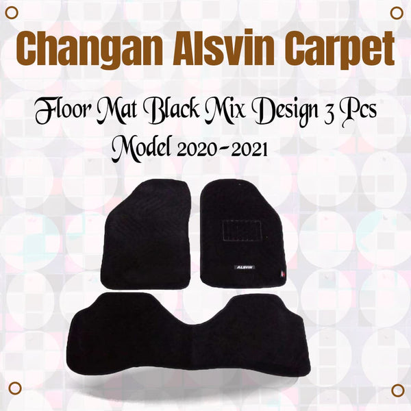 Changan Alsvin Carpet Floor Mat Black Mix Design 3 Pcs - Model 2020-2024