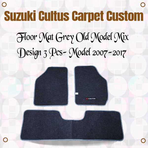Suzuki Cultus Carpet Custom Floor Mat Grey Old Model Mix Design 3 Pcs- Model 2007-2017