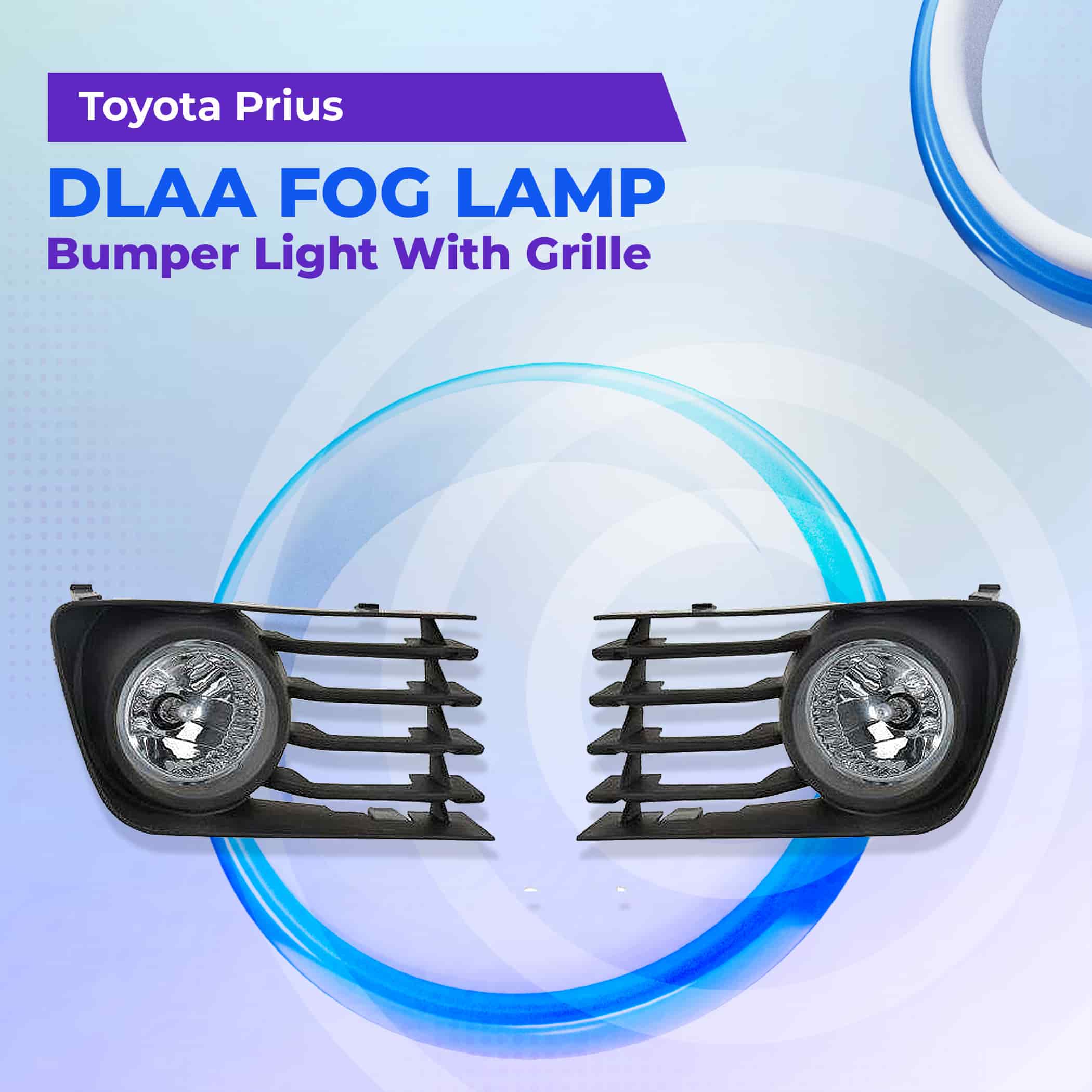 KARPAL Front Bumper Grille & Fog Light Bezels Set For Toyota Prius 2004-2009 – Black, 3Pcs