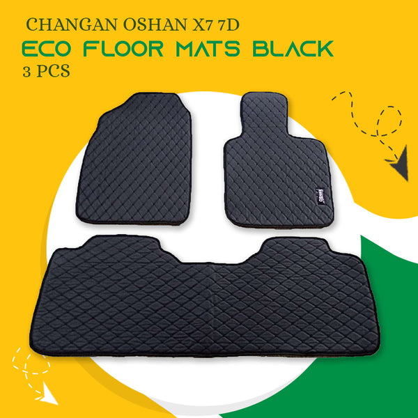 Changan Oshan X7 7D Eco Floor Mats Black 3 Pcs - Model 2022-2024