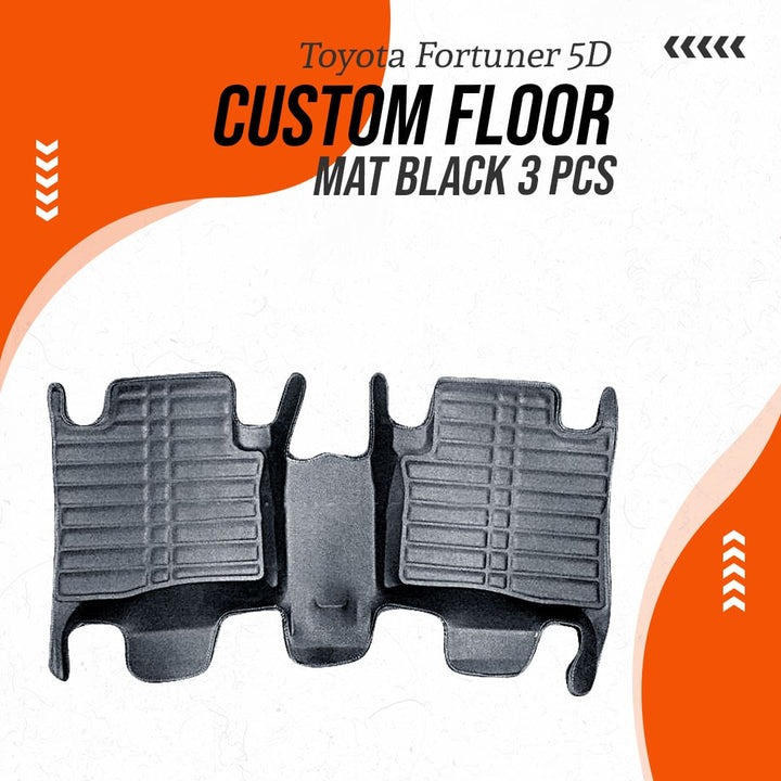 Toyota Fortuner 5D Custom Floor Mat Black 3 Pcs- Model 2016-2021