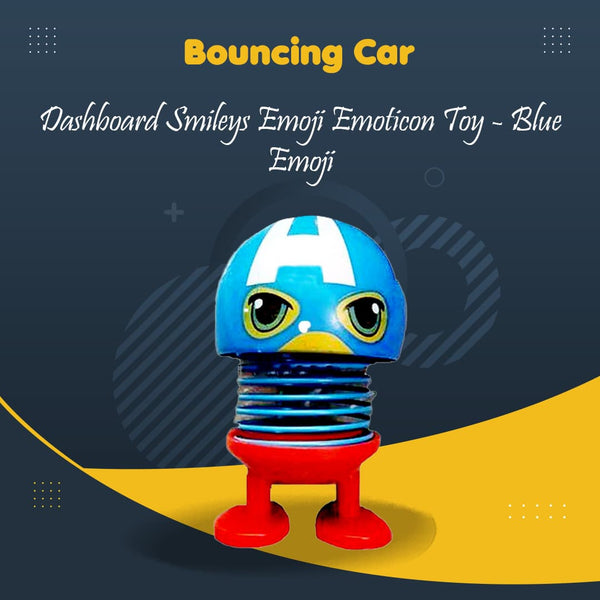 Bouncing Car Dashboard Smileys Emoji Emoticon Toy - Blue Emoji