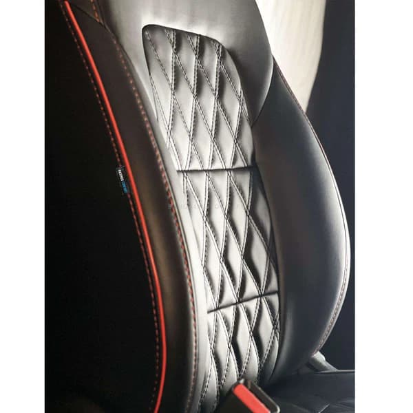 Daihatsu Mira Diamond Cut Black Red Seat Covers - Model 2006-2021