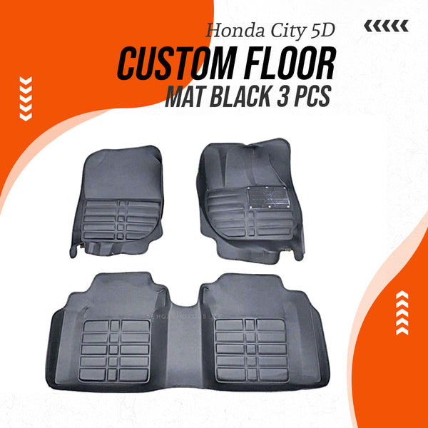 Honda City 5D Custom Floor Mat Black 3 Pcs - Model 2008-2021
