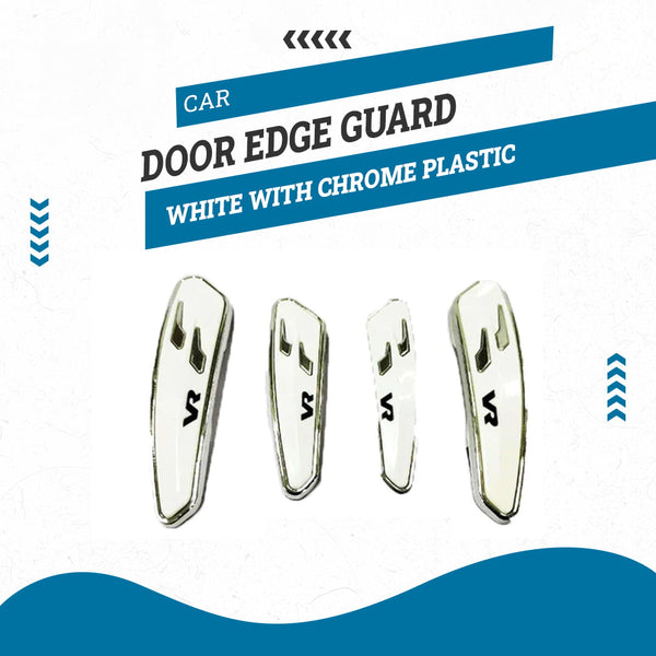 Car Door Edge Guard White With Chrome Plastic