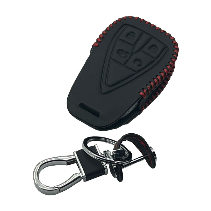 Changan Oshan X7 Leather Key Cover 4 Button with Key Chain Ring Black - Model 2022-2024