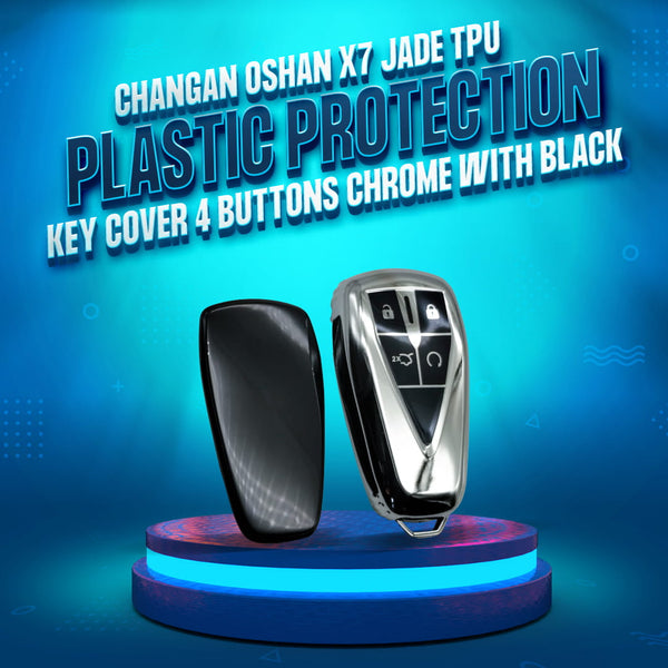 Changan Oshan X7 Jade TPU Plastic Protection Key Cover 4 Buttons Chrome With Black - Model 2022-2024
