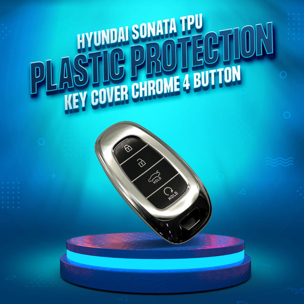 Hyundai Sonata TPU Plastic Protection Key Cover Chrome 4 Button - Model 2021-2024