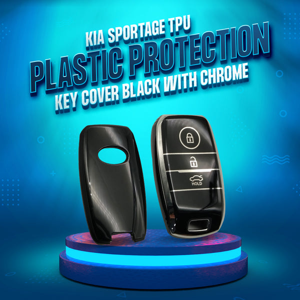 KIA Sportage TPU Plastic Protection Key Cover Black With Chrome 3 Buttons - Model 2019-2024