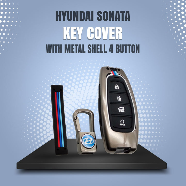 Hyundai Sonata Key Cover With Metal Shell 4 Button - Model 2021-2024