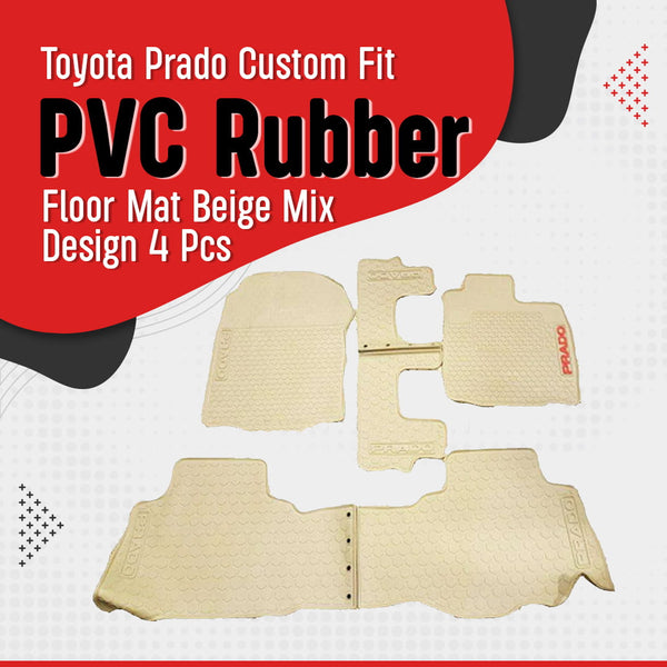 Toyota Prado Custom Fit PVC Rubber Floor Mat Beige Mix Design 4 Pcs - Model 2009-2021