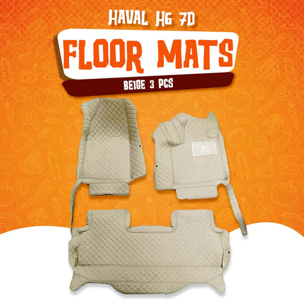 Haval H6 7D Floor Mats Beige 3 Pcs - Model 2021-2024