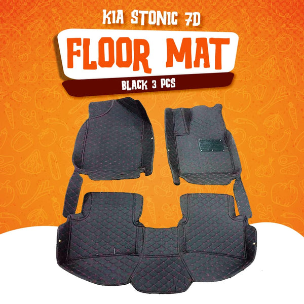 KIA Stonic 7D Floor Mats Black 3 Pcs - Model 2021-2022