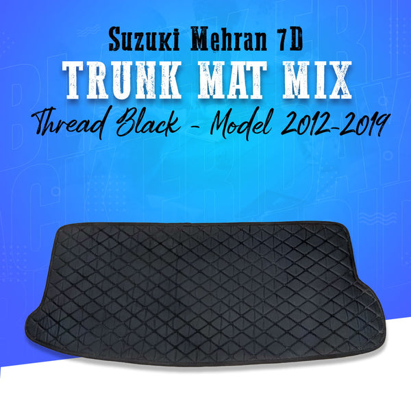 Suzuki Mehran 7D Trunk Mat Mix Thread Black - Model 2012-2019