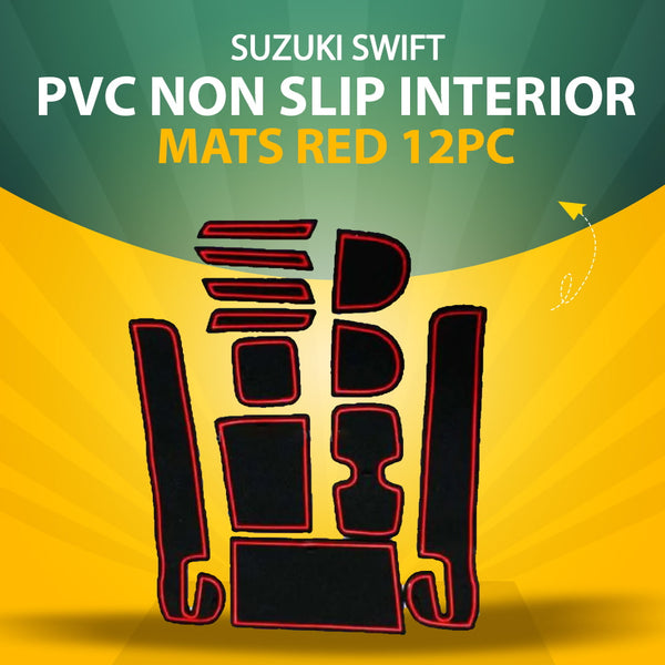 Suzuki Swift PVC Non Slip Interior Mats Red 12PC - Model 2022-2023