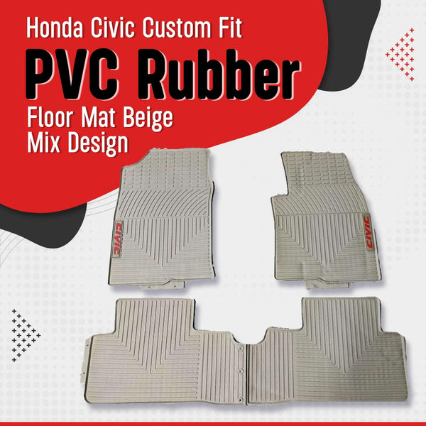 Honda Civic Custom Fit PVC Rubber Floor Mat Beige Mix Design - Model 2016-2024