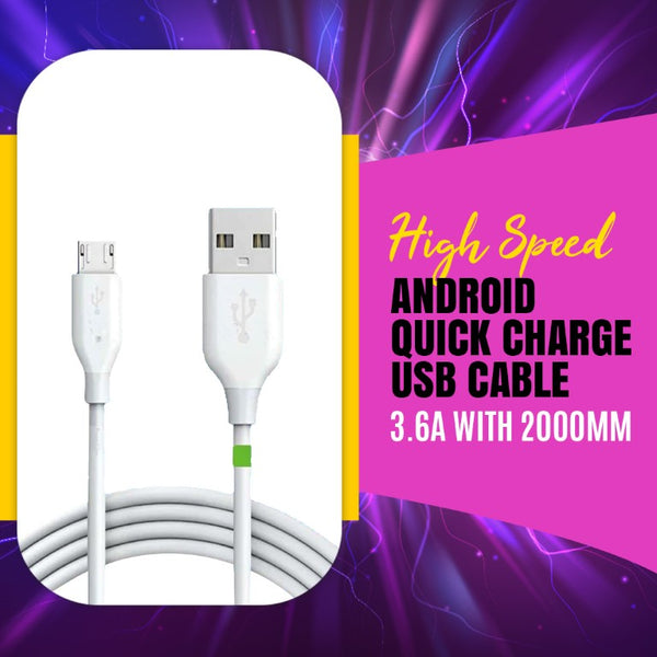 High Speed Android Quick Charge USB Cable 3.6A with 2000mm - Multi
