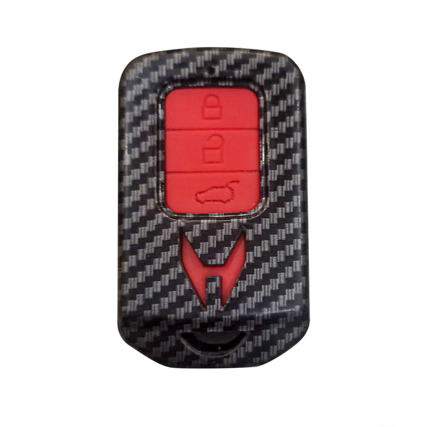Honda Civic Plastic Protection Key Cover Carbon Fiber With Red PVC 3 Buttons - Model 2016-2021
