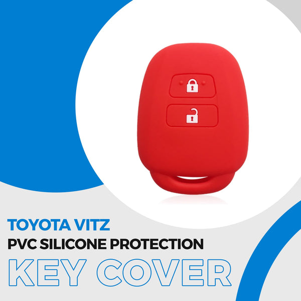 Toyota Vitz PVC Silicone Protection Key Cover Red - Model 2014-2018