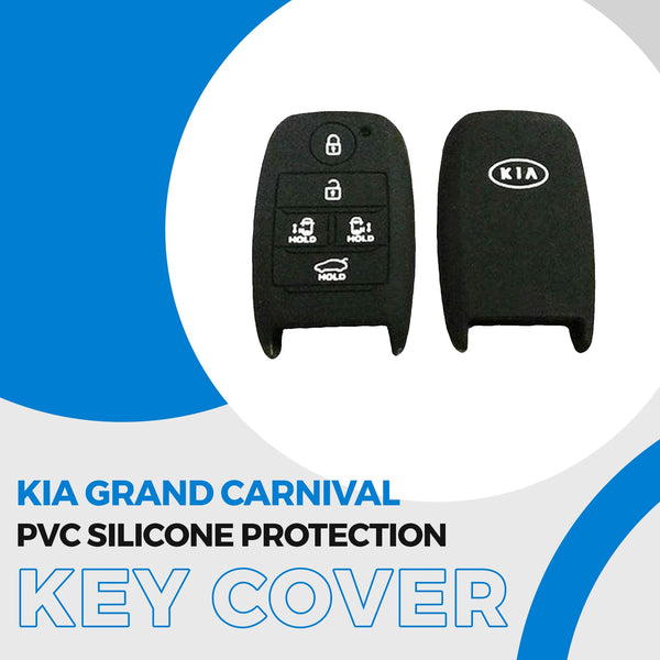 KIA Grand Carnival PVC Silicone Protection Key Cover 5 Button Black - Model 2019-2024