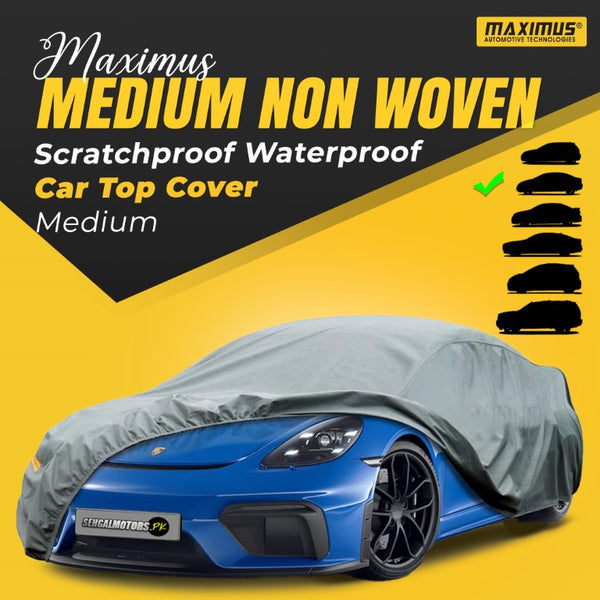 Maximus Medium Non Woven Scratchproof Waterproof Car Top Cover - Medium Hatch Back As Per Aqua Size