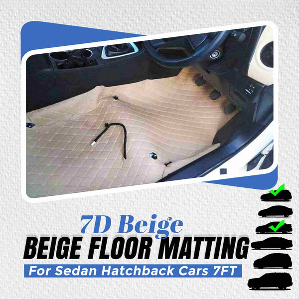 7D Beige Beige Floor Matting For Sedan Hatchback Cars 7FT