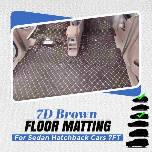 7D Brown Floor Matting For Sedan Hatchback Cars 7FT