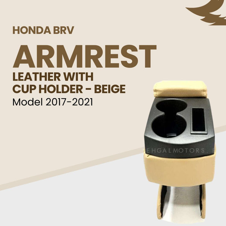 Honda BRV Arm Rest Leather with Cup Holder Beige - Model 2017-2021