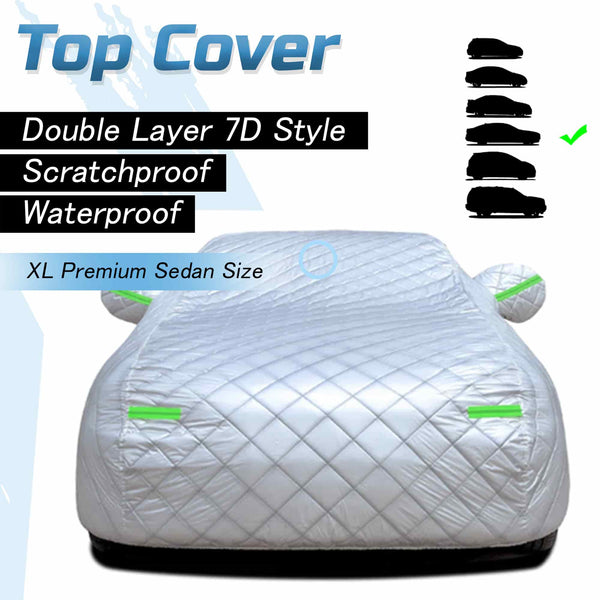 Double Layer 7D Style XL Scratchproof Waterproof Top Cover - XL Premium Sedan Size