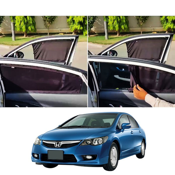 Honda Civic Retractable Curtains Custom Fit Sunshades - Model 2006-2012
