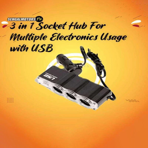 3 in 1 Socket Hub For Multiple Electronics Usage with USB