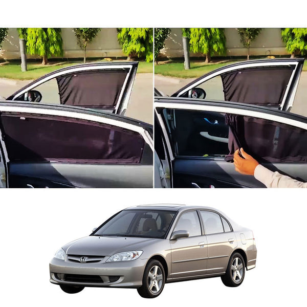 Honda Civic Retractable Curtains Custom Fit Sunshades - Model 2004-2006