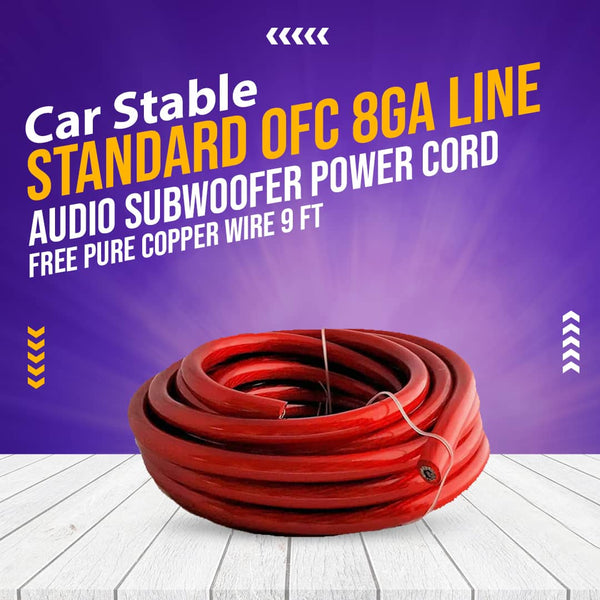 Car Stable Standard OFC 8GA Line Audio Subwoofer Power Cord Oxygen-Free Pure Copper Wire 9 Ft