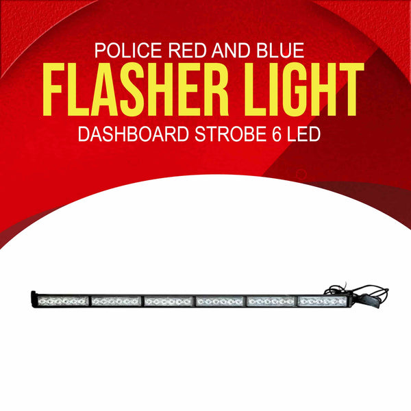 Police Red And Blue Dashboard Strobe Flasher Light 6 LED