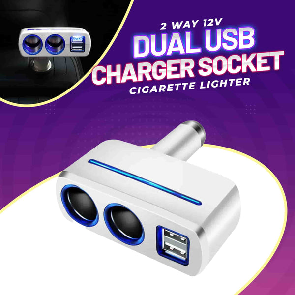 Buy Way 12V Dual USB Car Charger Socket Cigarette Lighter Splitter Power  Adapter Online in Pakistan