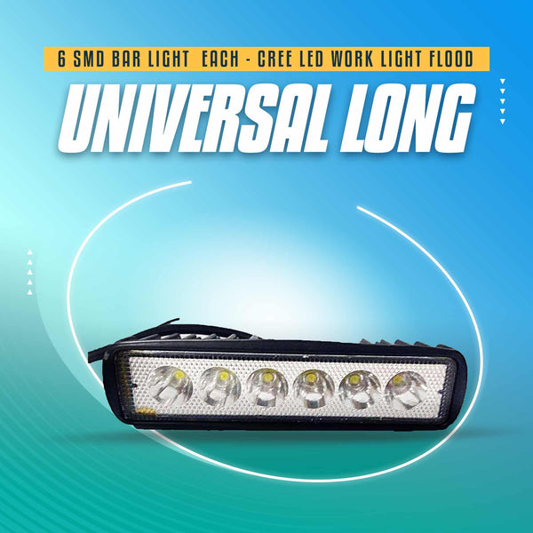 6 SMD Bar Light Universal Long - Each - Cree LED Work Light Flood Spot Light Offroad Driving LED Light Bar SehgalMotors.pk