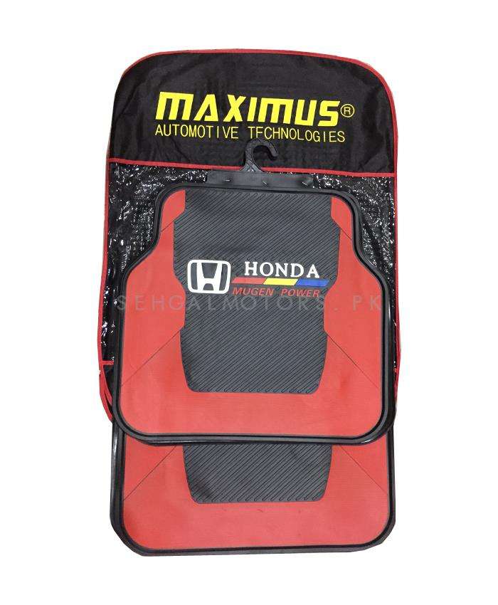 Honda Mugen Power Universal PVC Rubber Floor Mat Black and Red 5 Pcs