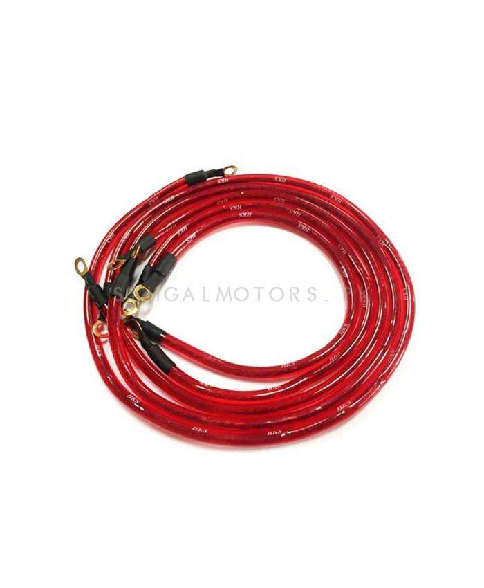 HKS Ground Wiring Kit For Voltage Stabilization and Uniform Current Flow Red