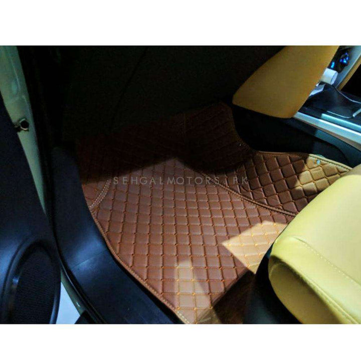 Toyota Fortuner 7D Stitched Floor Mat Brown 5 Pcs - Model 2016-2021