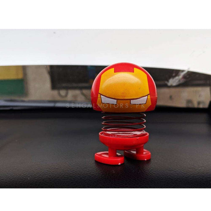 Bouncing Car Dashboard Smileys Emoji Emoticon Toy - Iron Man